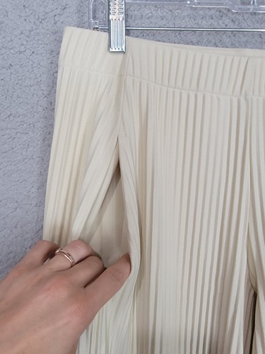 Pantaloni COS panna plissettati taglia M donna avorio pantaloni eleganti gamba larga - Foto 6 di 10