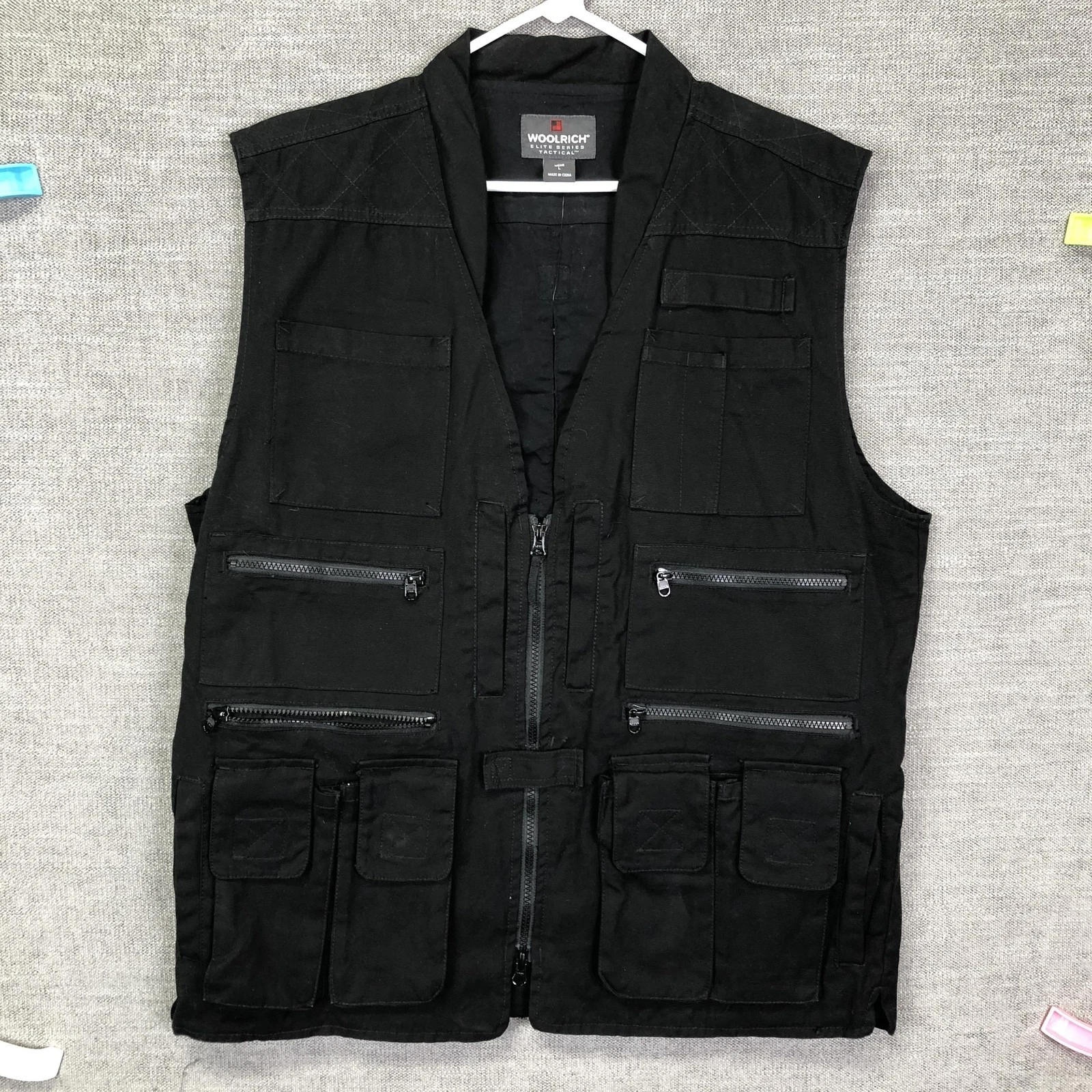 Woolrich Vest Mens Large Black Elite Series Tactical Canvas Utility Outdoor