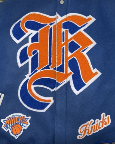 Size Small New York Knicks Jeff Hamilton Wool & Leather Full-Snap Varsity Jacket - Picture 6 of 14