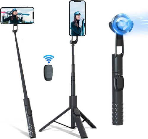 Magnetic Phone Tripod, 9.8"-49" Extendable Selfie Stick Tripod with Remote, 360°