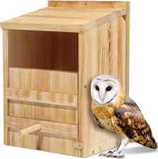 Barn Owl House,Owl Nesting Box for Outside,Wooden Nest House,Square Opening Bird