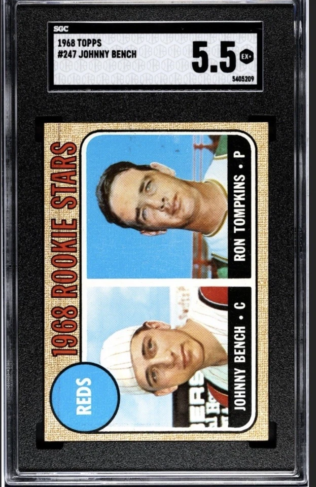 🟥🔥Johnny Bench🔥🟥 1968 Topps #247 RC Rookie Card Vintage HOF SGC 5.5 Reds - Image 2 of 4