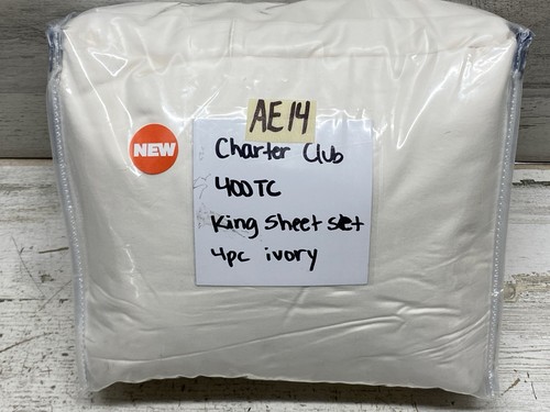 Charter Club Sleep Cool 400 TC King 4 Pc. Sheet Set Ivory New