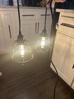 Set of 2 Industrial Cage Pendant Lights – Plug In – Farmhouse/Loft Style