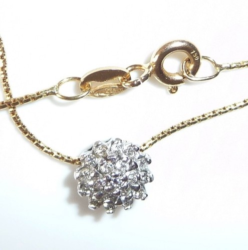 Kette mit Anhänger 750 Gelbgold, Weißgold 0.30ct. Diamanten 45 cm lang 3,3gr - Bild 6 von 9