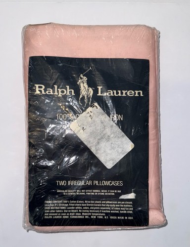 Vintage Ralph Lauren Pillow Cases 2 Irregular Made In USA Pink - 第 1/6 張圖片
