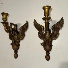 Vintage Pair Of SYROCO USA Plastic Wall Candle Holders Eagle Sconces 1960-70