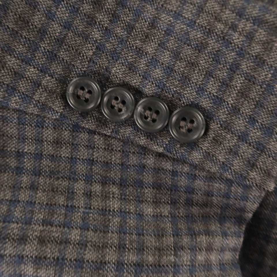 Jos A Bank Jacket 2XL 2XLT 50L Blue Gray Check Big & Tall Plaid 100% Wool Blazer - Image 4 of 4