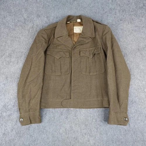 Vintage WWII US Army Jacket Mens 40R Olive Drab Field Wool OD Ike Uniform M-1943