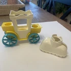 Vintage Little People Castle Horse Carriage And Horse Blanket Saddle White