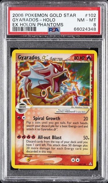2006 POKEMON EX HOLON PHANTOMS GOLD STAR #102 GYARADOS-HOLO PSA 8