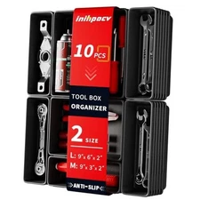 10 PCS Tool Box Drawer Organizers, Large & Medium Tool Trays for 10PCS(L+M)