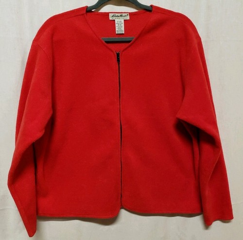 Eddie Bauer Womens Sz M Fleece Jacket Red Full Zip Lightweight Long Sleeve EUC - Picture 2 of 6