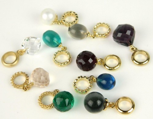 BUY 1 GET 1  10 ENDLESS Multi Color Stone Pearl Vermeil Sterling Dangle Charms#. - Picture 1 of 12