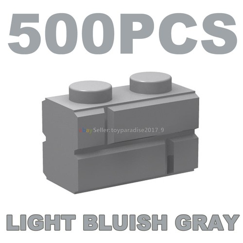 500X Light Bluish Gray Brick 1x2 w/ Embossed Bricks / Masonry Profile #98283 - Picture 5 of 17