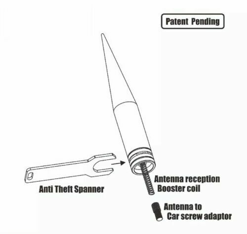 Antena de bala antirrobo True Spike de 24 mm de grosor de 7 pulgadas de alto para camionetas Ford - Imagen 3 de 4