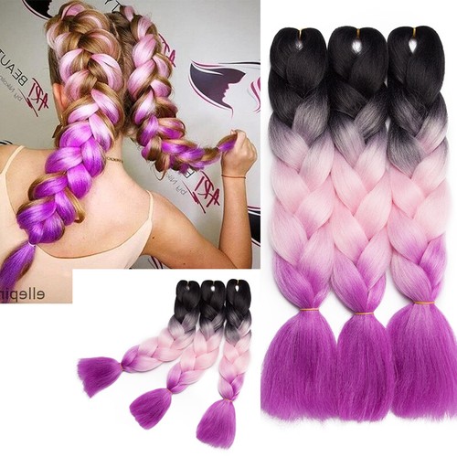 5x Ombre Blue Synthetic Jumbo Braiding Hair Extension Afro Twist BOX Braids NEW - Bild 14 von 68