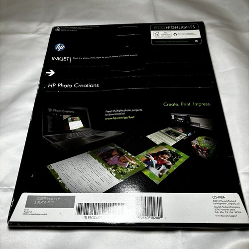 HP Everyday Photo Paper For Inkjet Printer Glossy 8.5 x 11 New 25pcs Q5498A - Picture 4 of 5