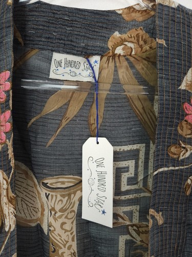 One Hundred Stars Kimono Bamboo Indigo 3/4 Sleeves Lightweight Open Layering - Picture 4 of 8