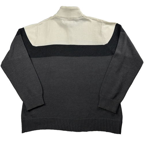 Oliver & Burke Sweater Men’s Sz XL 1/4 Zip Mock neck Gray/cream cotton/Polyester - Picture 9 of 9