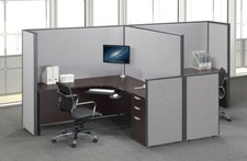 2 Workstations ea 66"W x 60"D Heavy Duty Partitions / Dividers, Desks, Drawers