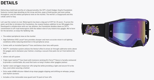 New Spy Foundation Plus Motocross Goggles / Come With Two Lenses and 10 Tearoffs - Bild 26 von 75