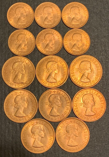 1967 1 Penny (8 pieces) & 1966 1/2 Penny (6 pieces) Great Britain lot # 1912 - Picture 4 of 4