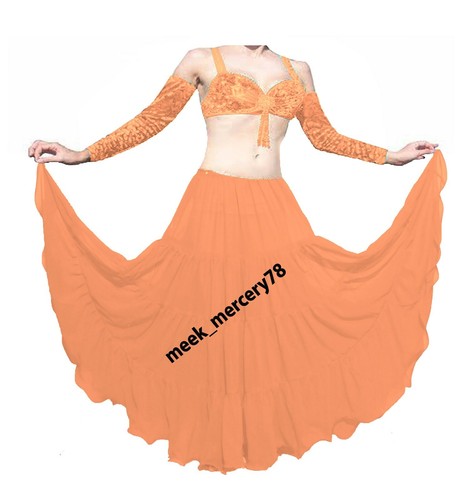 16 Yard 4 Tier Skirt Chiffon Belly Dance TribalDance Flamenco Skirt Plus Size C4 - Picture 11 of 41