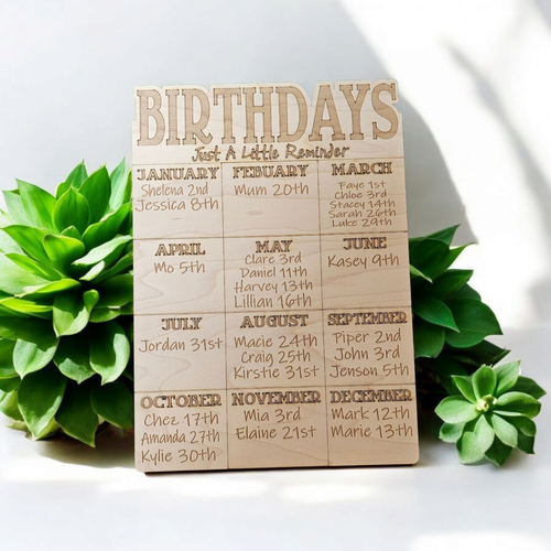 Wooden Calendar Board Family Birthday Plaque Wood Birthday Reminder Sign - Picture 8 of 19