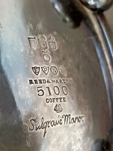 Antique REED & BARTON Silverplate 5100 Coffee Tea Pot Sulgrave Manor - Picture 8 of 8