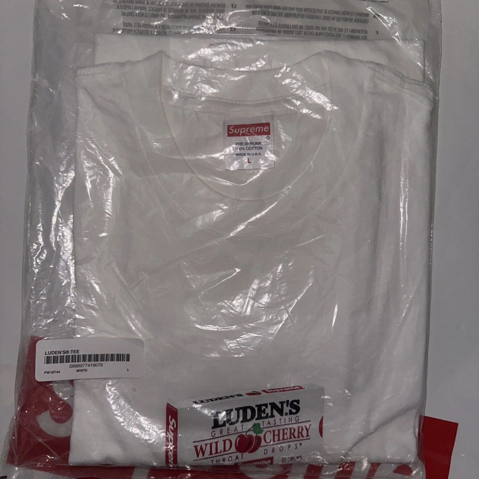 Tee shirt Supreme FW18 Luden’s   L   Blanc