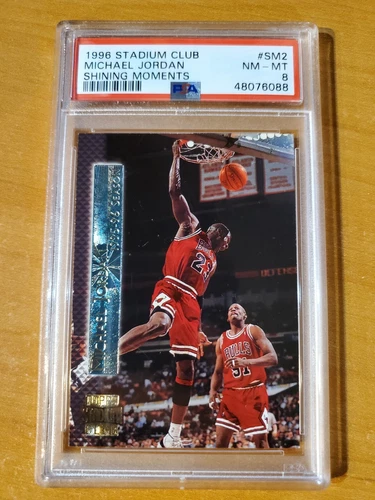 1996 Topps Stadium Club Shining Moments Michael Jordan Card #SM2 PSA 8 NM-MT