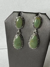 Navajo turquoise earrings 4 stone Kingman Sterling silver Avin Joe post 3153