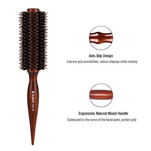 2.2″ Round Boar Bristle Hair Brush – Wooden Handle Professional Styling Comb - 第 2/5 張圖片