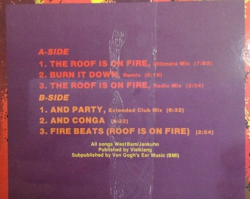 West Bam Roof Is On Fire Party Vinyl Rare VHTF Sealed Vtg 1991 Max Lenz German - Picture 3 of 12