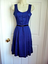 Vera VERA WANG Dress 2 Royal Blue Sleeveless Beaded Waist Pleated Skirt Stunning