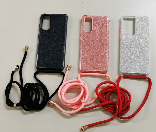 Crossbody Strap Case Glitter iPhone Samsung A12 21S 51 71 S20FE S21 Note20 Cord - Picture 10 of 20