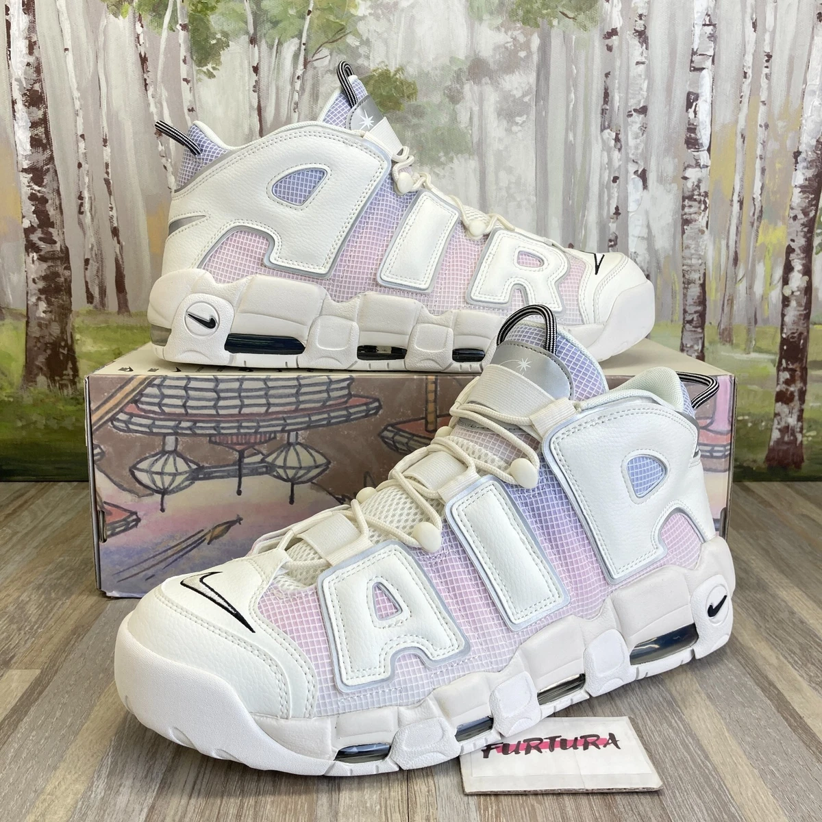 nike uptempo white and pink