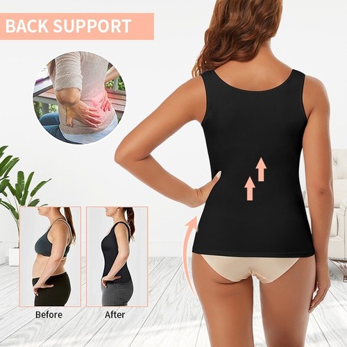 Women Comfort Tank Top Stretch Wide Strap Camisole with Built In Bra Underwear - Picture 5 of 25
