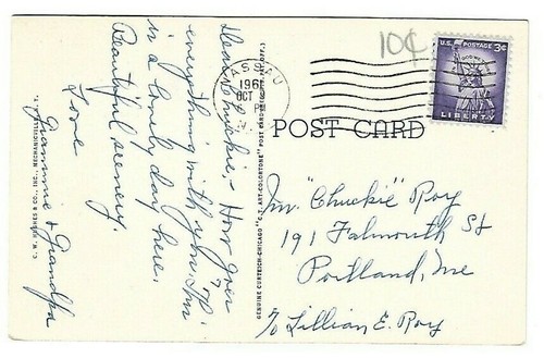 VTG Postcard - Pontoosuc Lake, Pittsfield, Massachusetts in Berkshires 1961 - Imagen 2 de 2