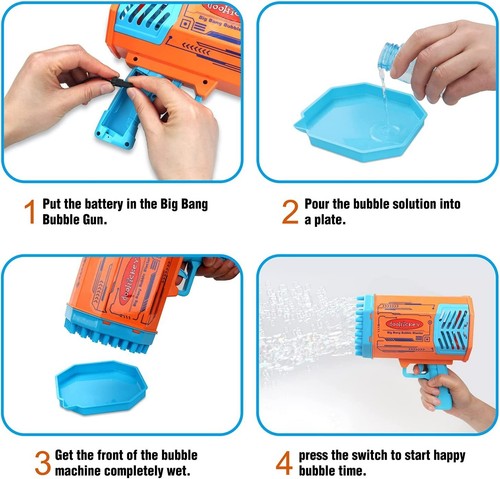 Doohickey Bubble Blaster Bubble Making Gun, 1000 Bubbles/mint, 2 Bubble Solution - Picture 4 of 6