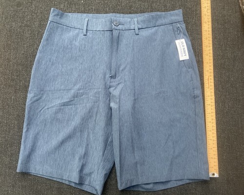 Old Navy Active Men's Blue Flat Front Zip Pocket Polyester Chino Shorts Size 32