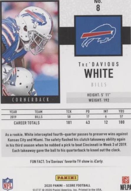 2020 Score Tre'Davious White #8