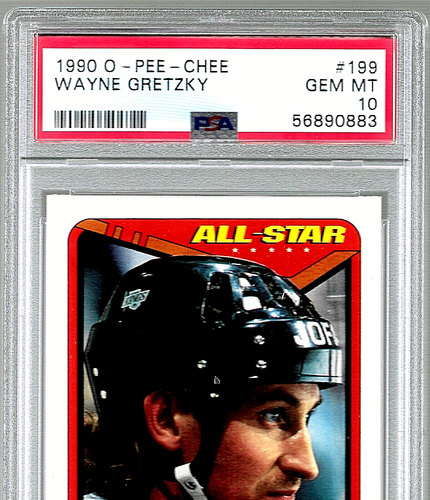 1990 O-PEE-CHEE HOCKEY CARD #199 HOF WAYNE GRETZKY PSA 10 LOS ANGELES KINGS OPC - Picture 2 of 5