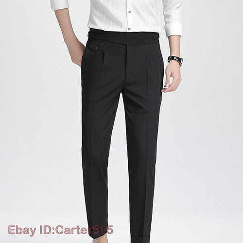 Mens Gurkha Straight Business Formal Dress Pants High Waist Suit Slim Trousers - Bild 20 von 28
