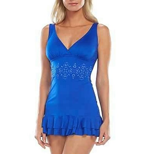 Apt. 9 Kobalt Rüschensaum Badekleid Badeanzüge Damen Medium #E04RS - Bild 1 von 3