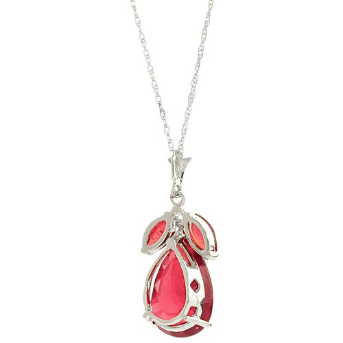14K. SOLID GOLD NECKLACE WITH RUBIES (White Gold) - Picture 3 of 8