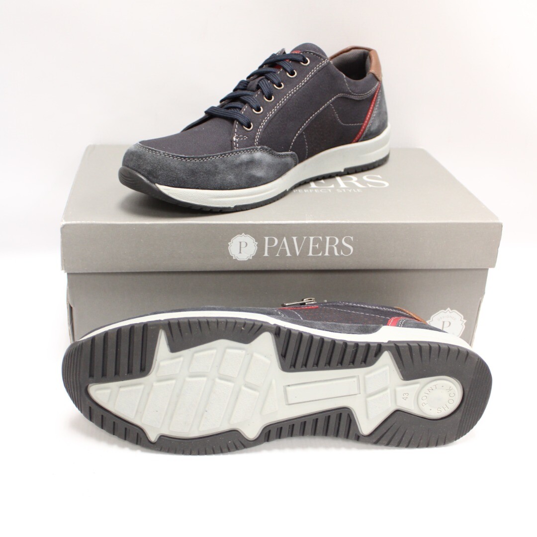 Mens PAVERS Navy Blue Leather Casual Lace Up Trainers UK 9 EU 43 Z16