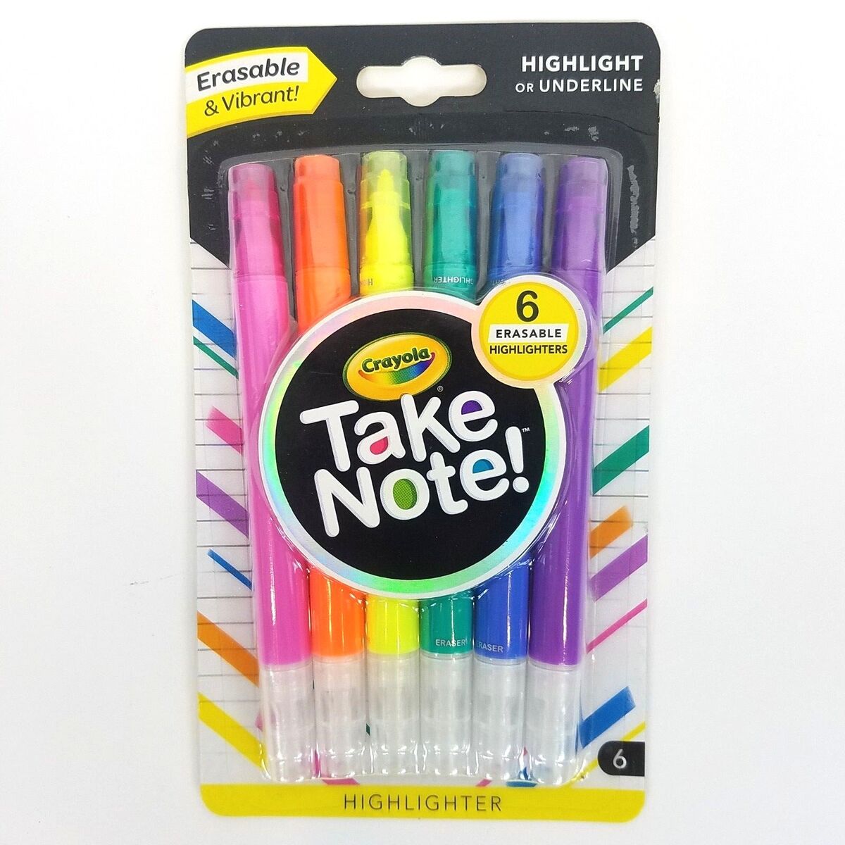 Crayola Take Note Erasable Highlighters School Art Supplies 6 