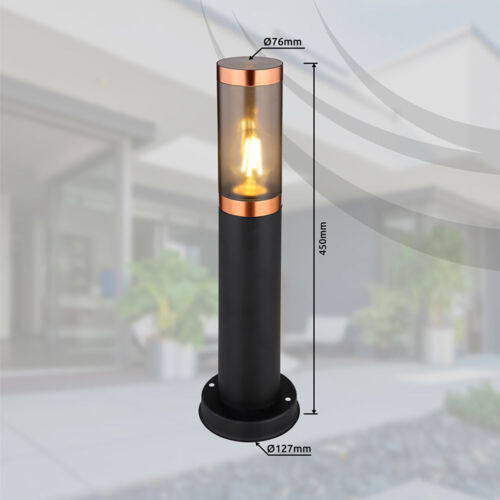 Außenleuchte Sockellampe Stehleuchte Balkonlampe Edelstahl rauchfarben 3er Set - Bild 10 von 12